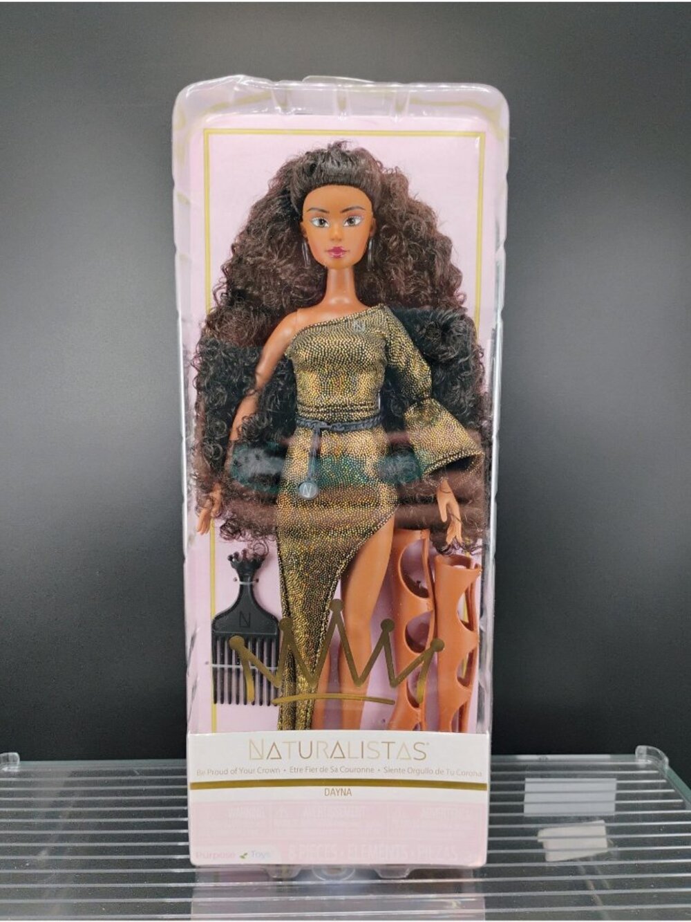 Naturalistas Dayna Doll With Curly Hair Gold Outfit African American - Picture 1 of 7